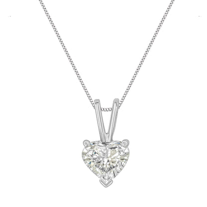 14K White Gold 3/8 Cttw Heart-Shaped Diamond Classic Solitaire 18" Pendant Necklace (H-I Color, VS2-SI1 Clarity) by Bids.com