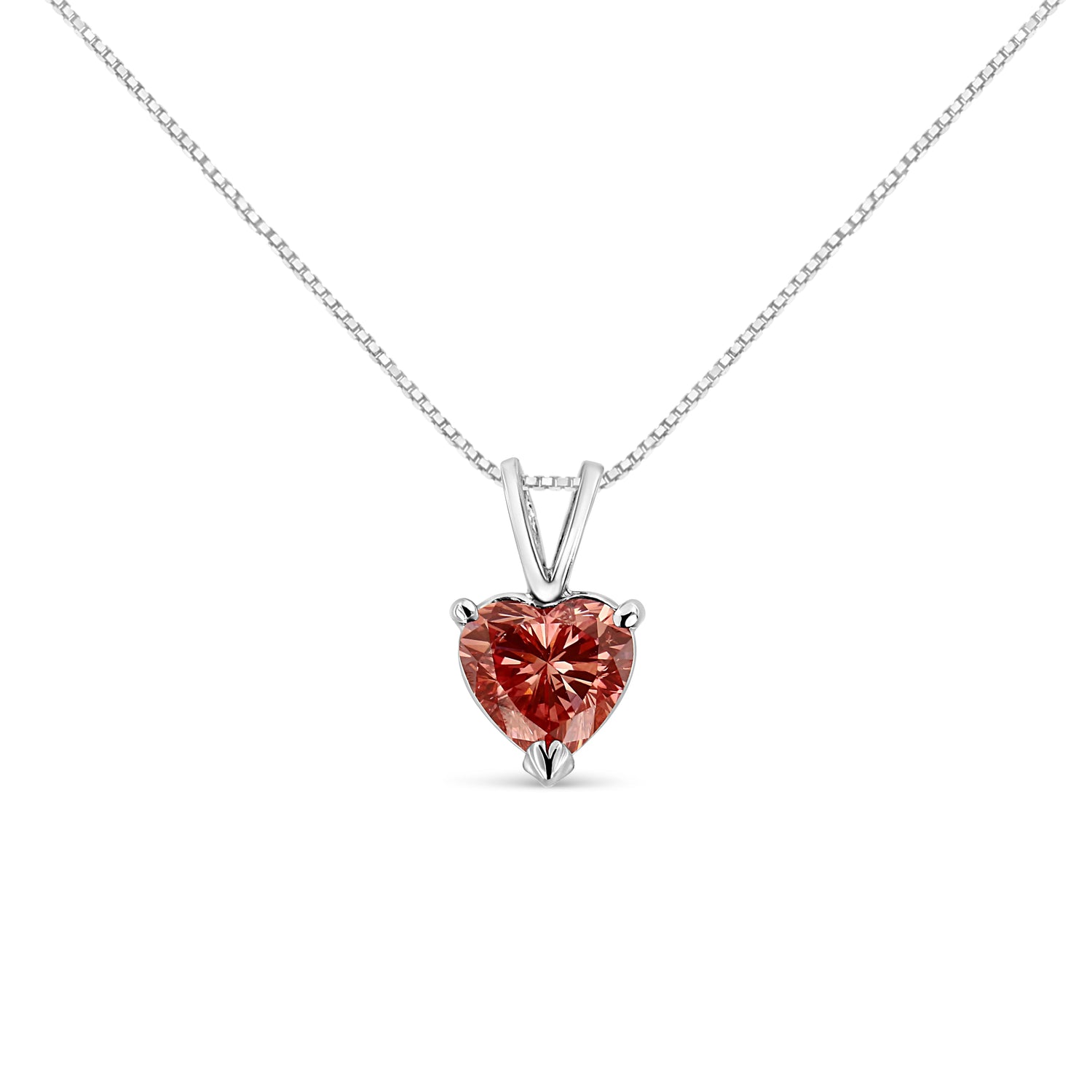 IGI Certified 14K White Gold Martini Set 1.00 Cttw Lab Grown Pink Heart Diamond Solitaire 18" Pendant Necklace (Pink Color, SI2 Clarity) by Bids.com