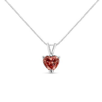 IGI Certified 14K White Gold Martini Set 1.00 Cttw Lab Grown Pink Heart Diamond Solitaire 18" Pendant Necklace (Pink Color, SI2 Clarity) by Bids.com