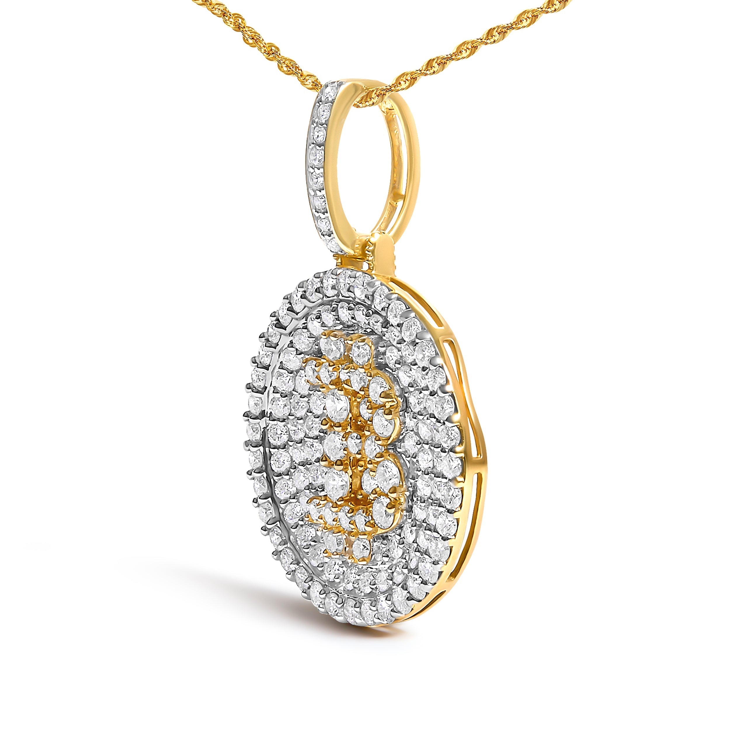 10K Yellow Gold 2-1/3 Cttw Diamond Bitcoin Letter B Pendant Necklace  DestGlow