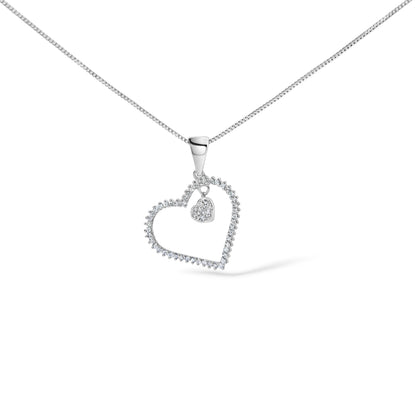 925 Sterling Silver 1/3ct TDW Diamond Heart Pendant Necklace  DestGlow