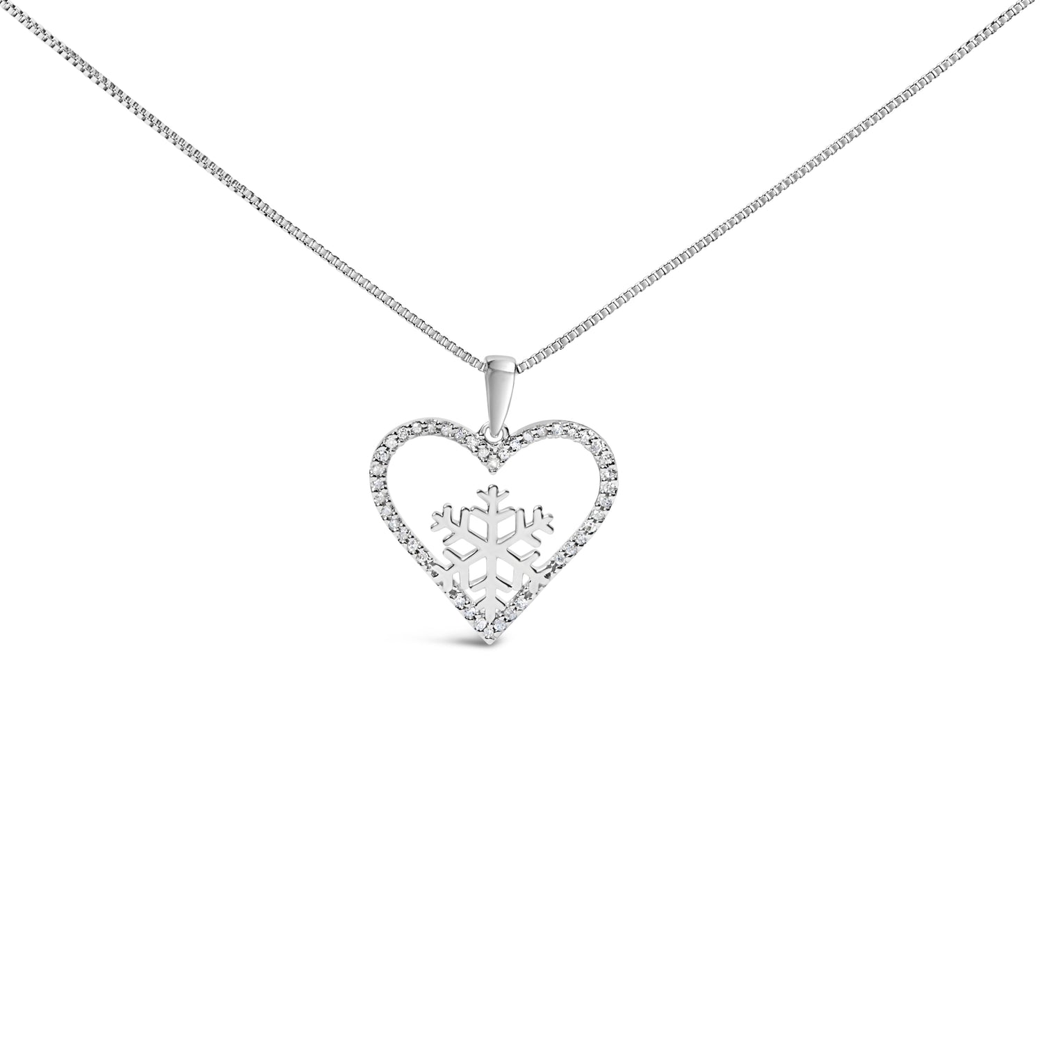 925 Sterling Silver 1/10ct TDW Diamond Heart Pendant Necklace 18"  DestGlow