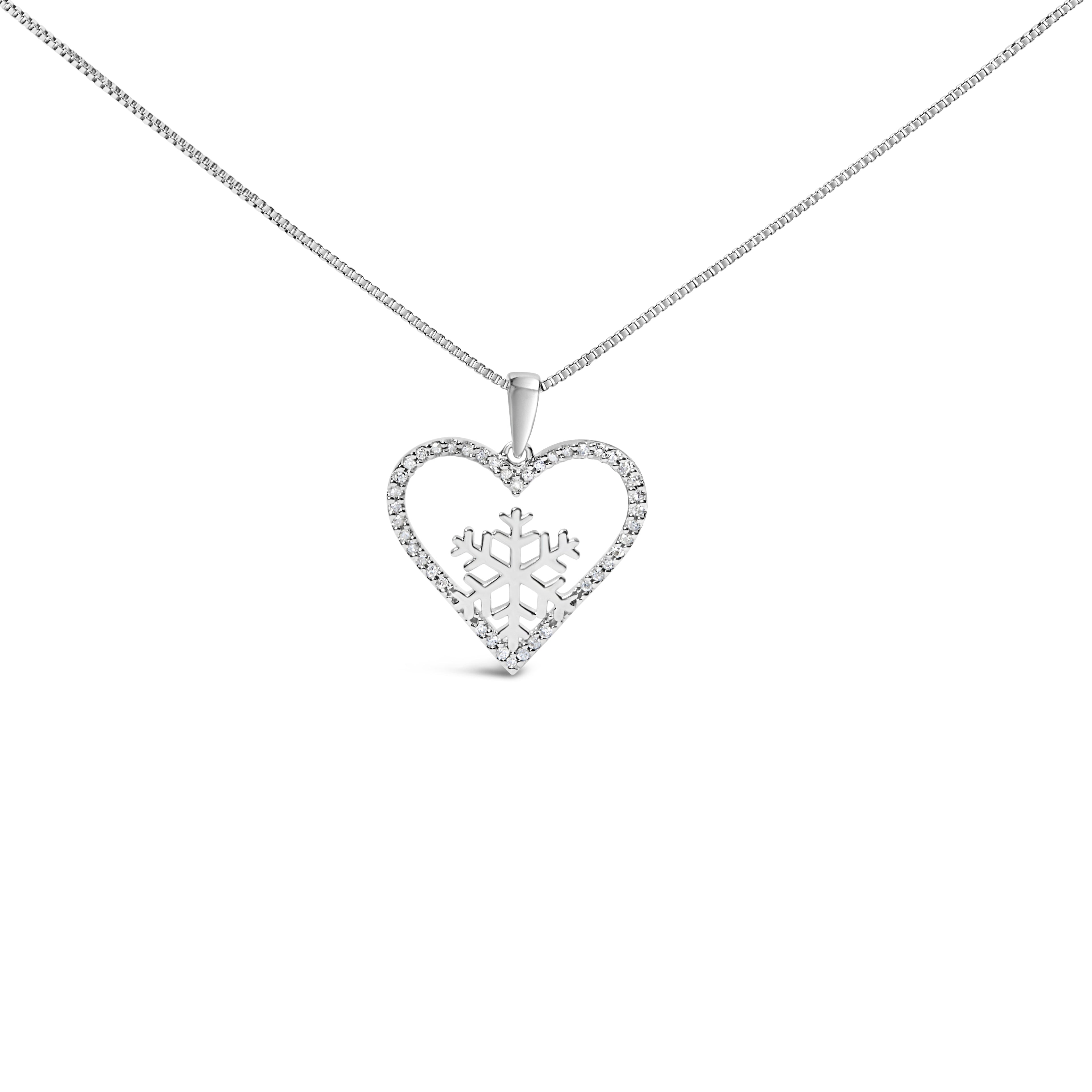 925 Sterling Silver 1/10ct TDW Diamond Heart Pendant Necklace 18"  DestGlow