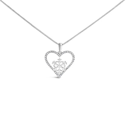 925 Sterling Silver 1/10ct TDW Diamond Heart Pendant Necklace 18"  DestGlow