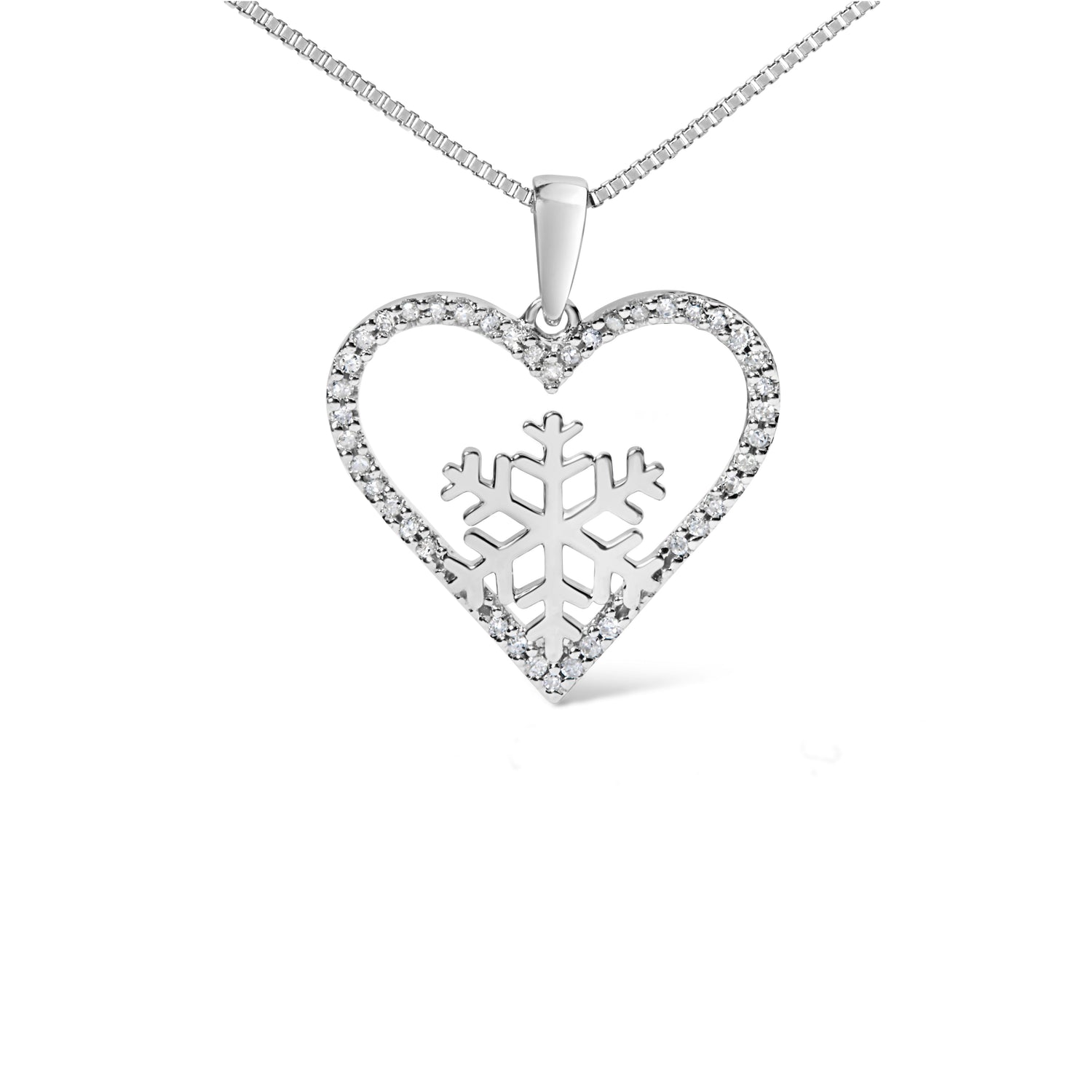 925 Sterling Silver 1/10ct TDW Diamond Heart Pendant Necklace 18"  DestGlow