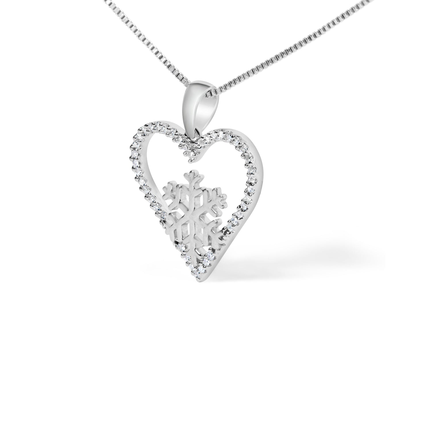 925 Sterling Silver 1/10ct TDW Diamond Heart Pendant Necklace 18"  DestGlow