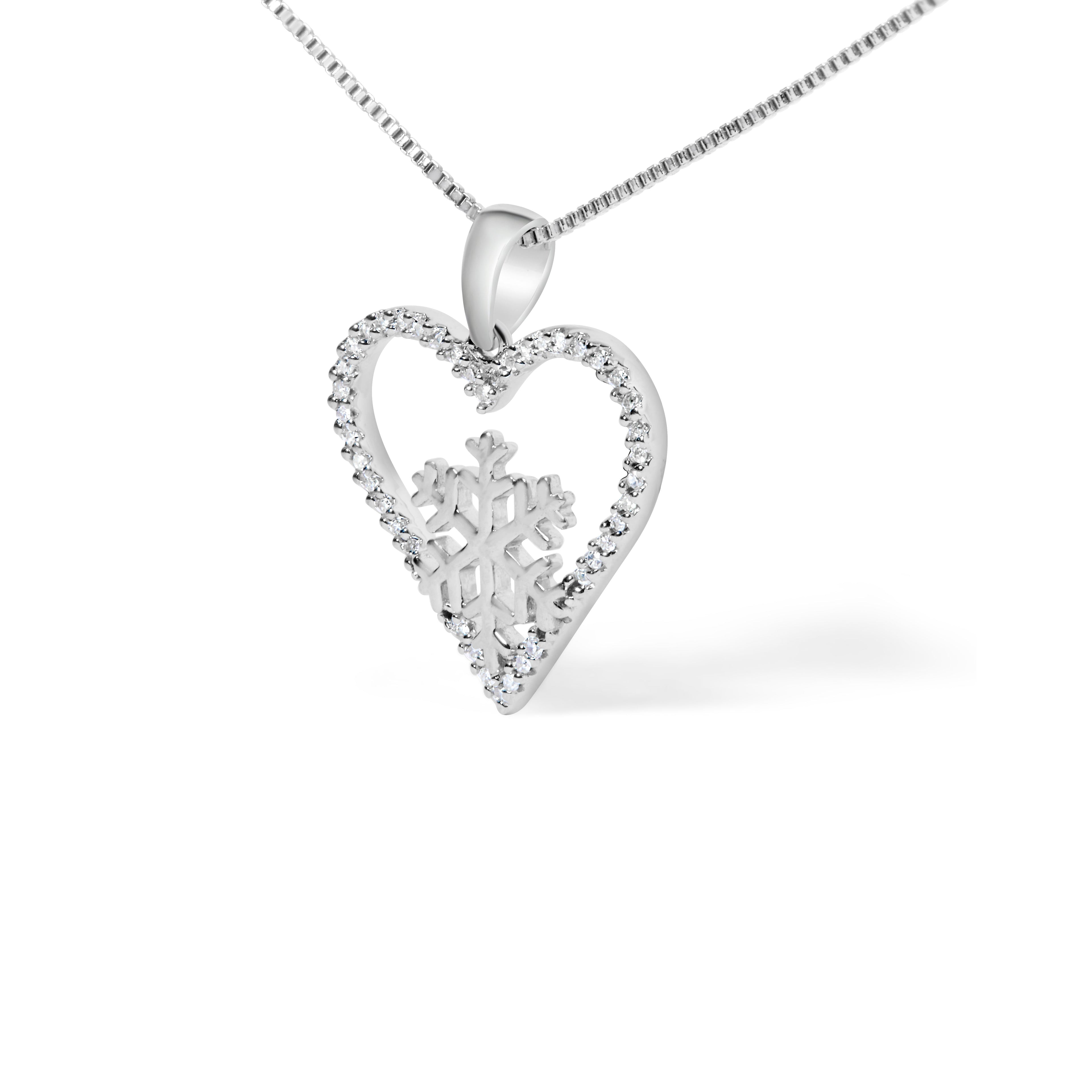 925 Sterling Silver 1/10ct TDW Diamond Heart Pendant Necklace 18"  DestGlow