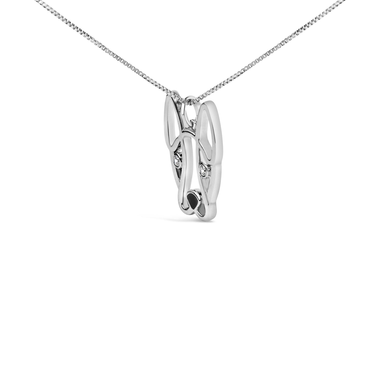 .925 Sterling Silver Diamond Accent and Black Enamel French Bullldog 18" Inch Pendant Necklace inch (I-J Color, I2-I3 Clarity)  DestGlow