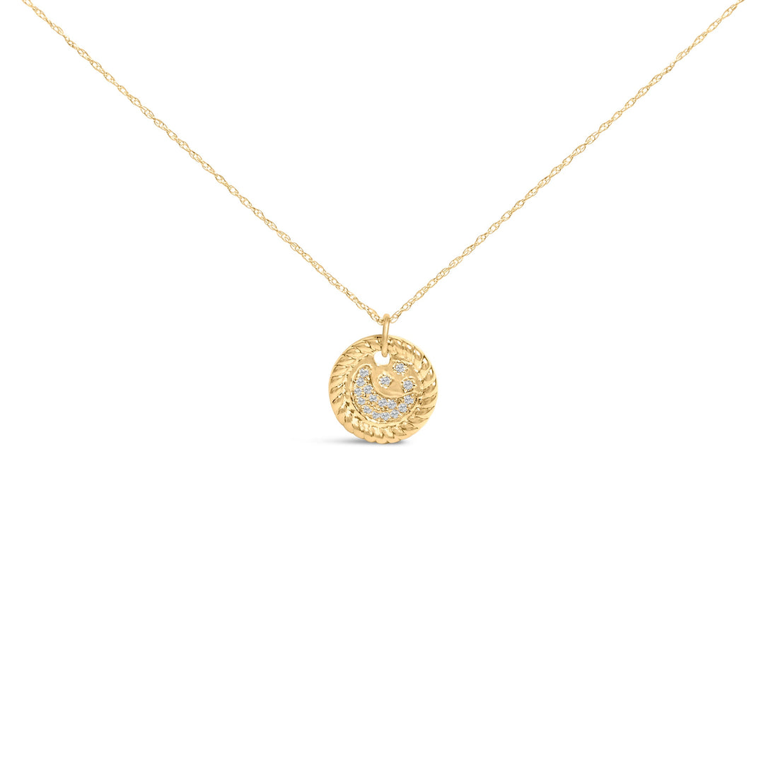 10K Yellow Gold Diamond Accent Crescent Moon Pendant Necklace  DestGlow
