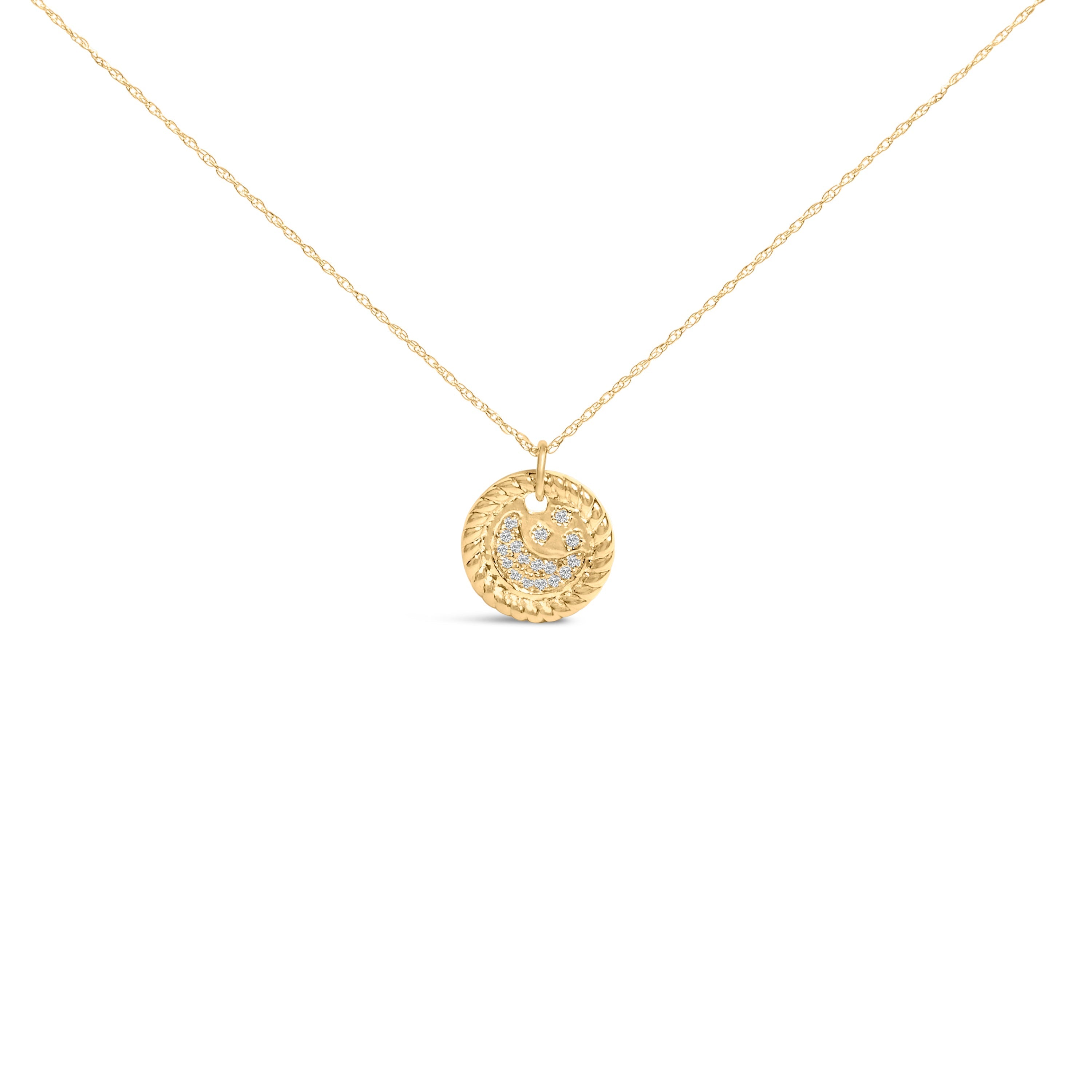 10K Yellow Gold Diamond Accent Crescent Moon Pendant Necklace  DestGlow
