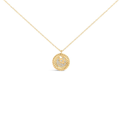10K Yellow Gold Diamond Accent Crescent Moon Pendant Necklace  DestGlow