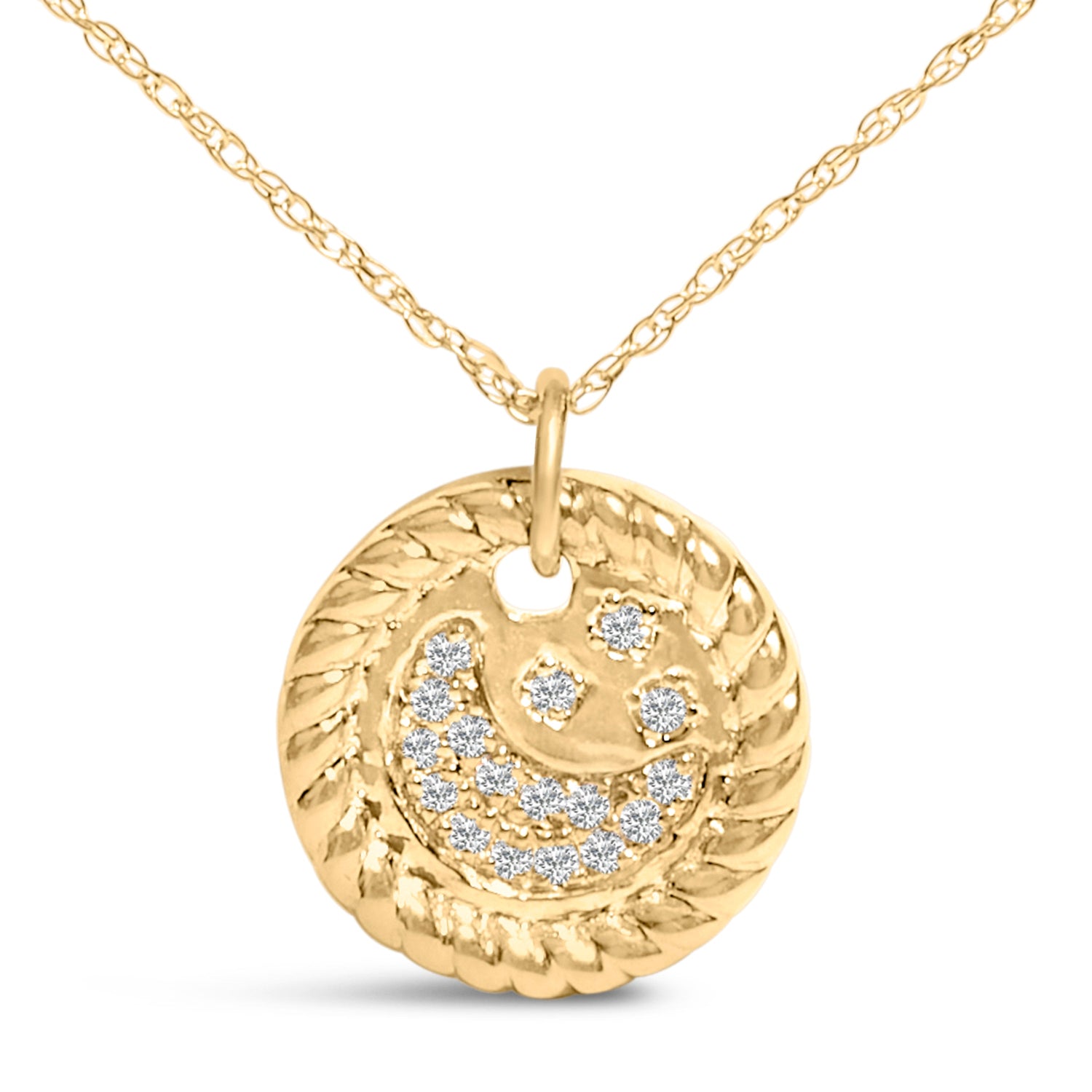 10K Yellow Gold Diamond Accent Crescent Moon Pendant Necklace  DestGlow
