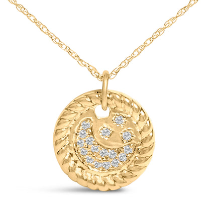 10K Yellow Gold Diamond Accent Crescent Moon Pendant Necklace  DestGlow