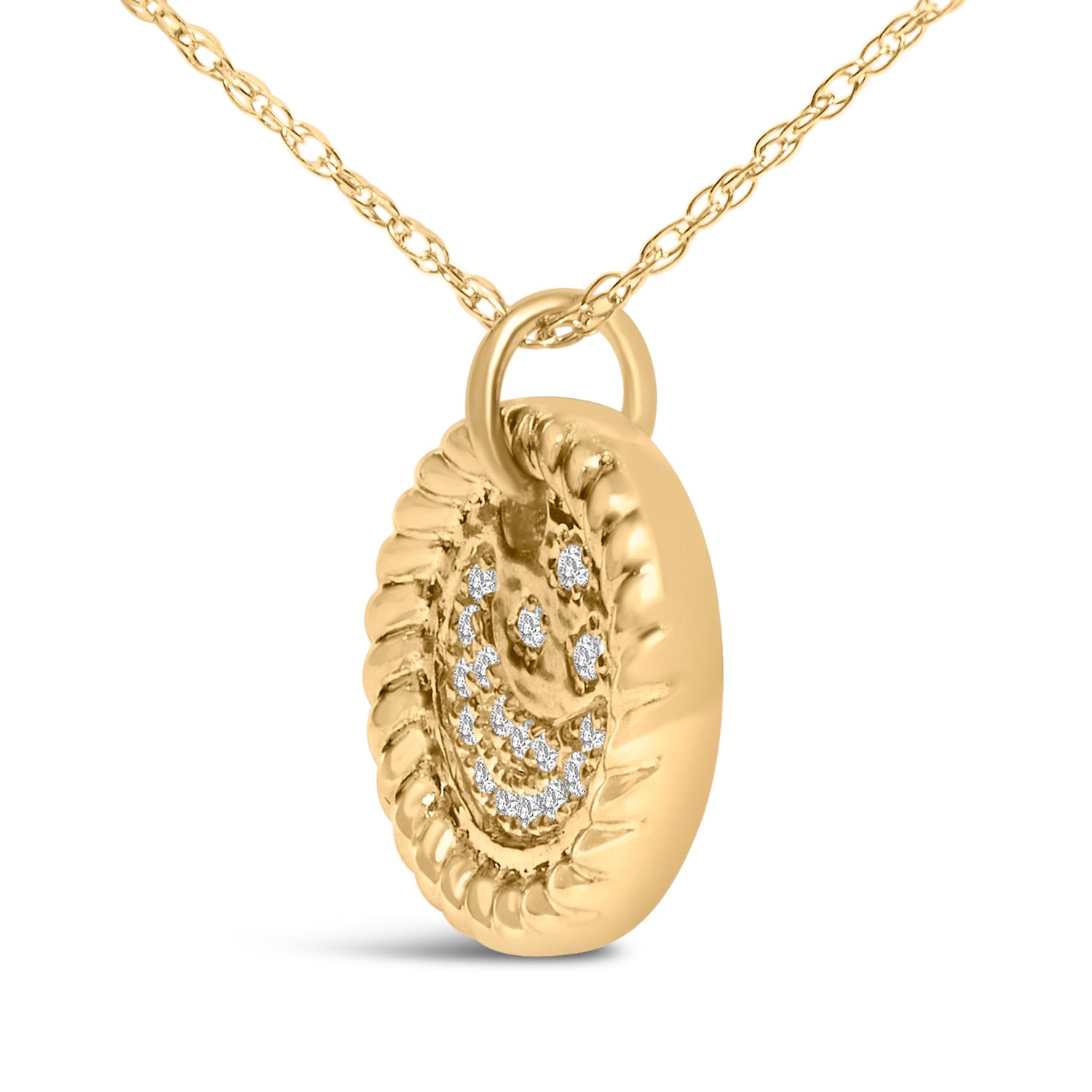 10K Yellow Gold Diamond Accent Crescent Moon Pendant Necklace  DestGlow