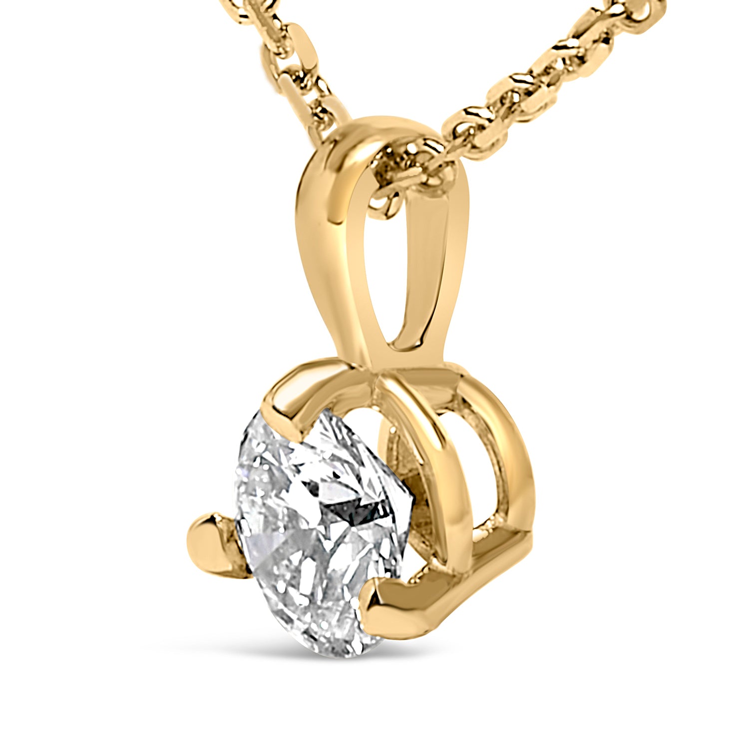 14K Yellow Gold 3/8 Cttw 3 Prong Martini Set Round Diamond Solitaire Pendant Necklace (G-H Color, SI2-I1 Clarity) - 18" Inches by Bids.com