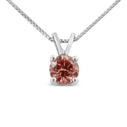 10K White Gold 1/4 Cttw Round Brilliant Cut Lab Grown Blue Diamond 4-Prong Solitaire Pendant Necklace (Blue Color, VS2-SI1 Clarity) - 18" by Bids.com