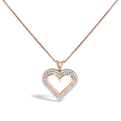 .925 Sterling Silver 1.00 Cttw Diamond Heart 18" Pendant Necklace (I-J Color, I2-I3 Clarity) by Bids.com