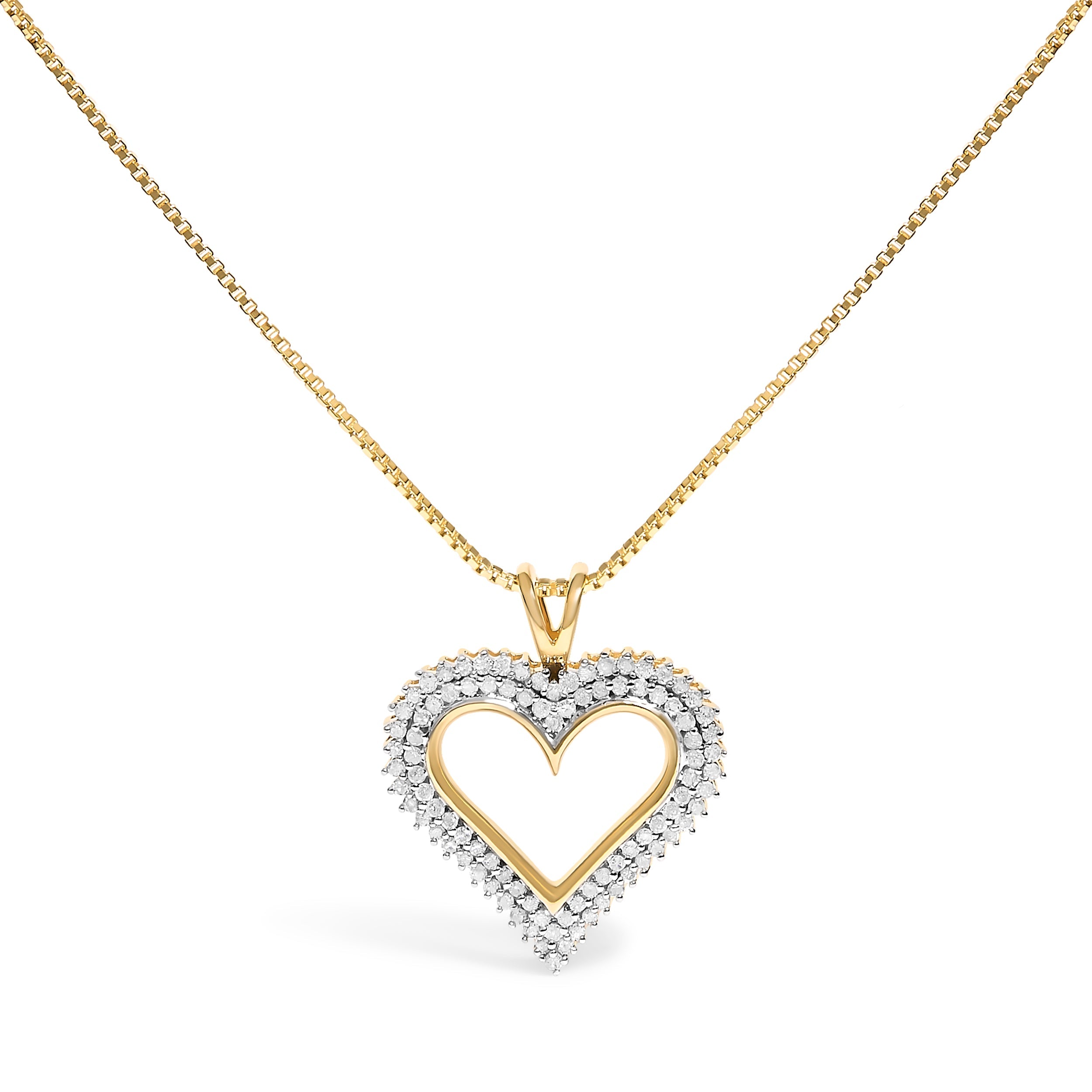 .925 Sterling Silver 1.00 Cttw Diamond Heart 18" Pendant Necklace (I-J Color, I2-I3 Clarity) by Bids.com