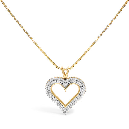 .925 Sterling Silver 1.00 Cttw Diamond Heart 18" Pendant Necklace (I-J Color, I2-I3 Clarity) by Bids.com