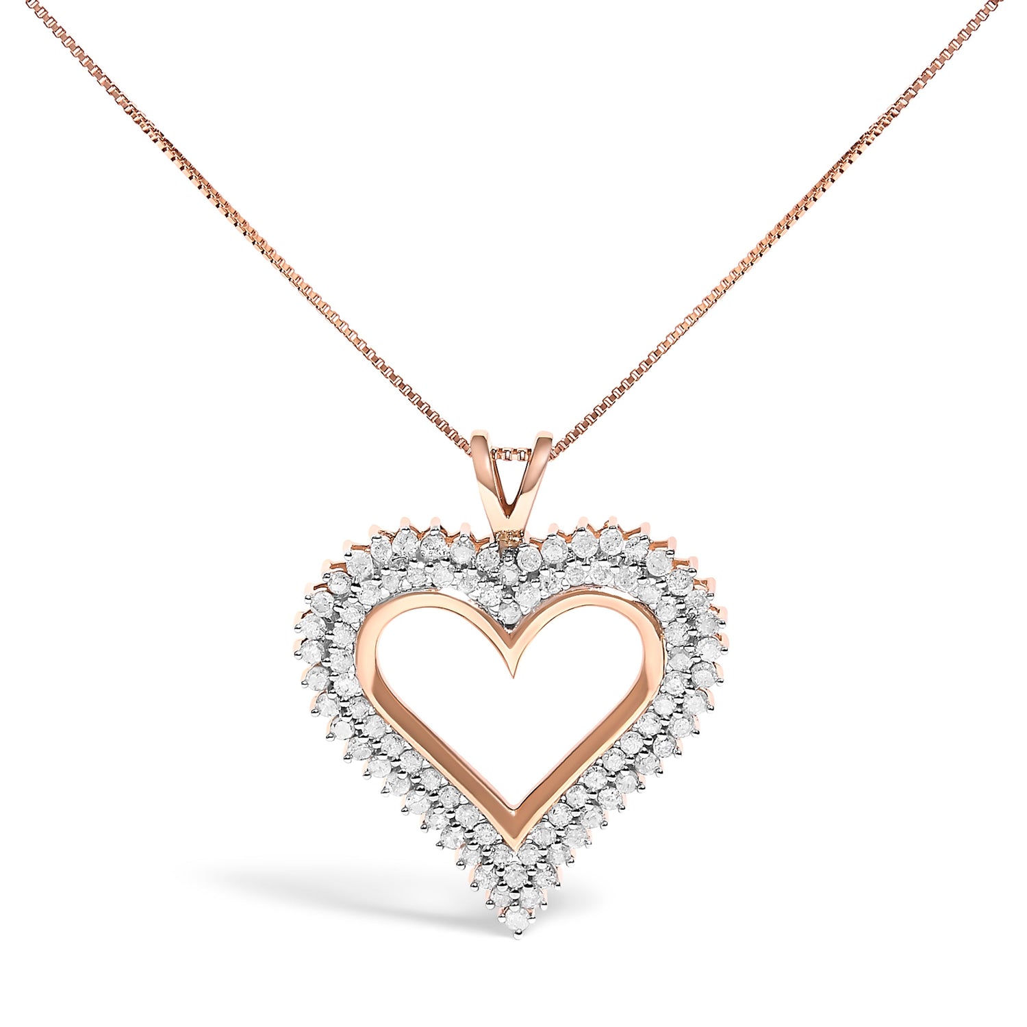 .925 Sterling Silver 1.00 Cttw Diamond Heart 18" Pendant Necklace (I-J Color, I2-I3 Clarity) by Bids.com
