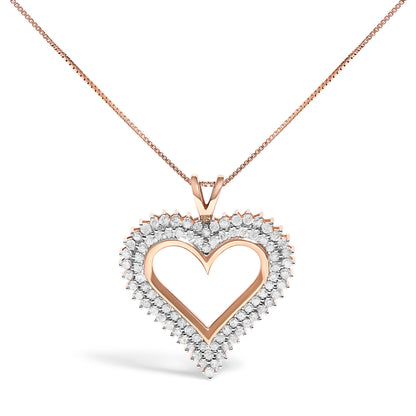 .925 Sterling Silver 1.00 Cttw Diamond Heart 18" Pendant Necklace (I-J Color, I2-I3 Clarity) by Bids.com