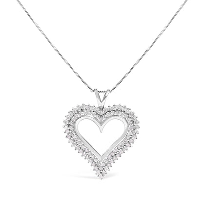 .925 Sterling Silver 1.00 Cttw Diamond Heart 18" Pendant Necklace (I-J Color, I2-I3 Clarity) by Bids.com