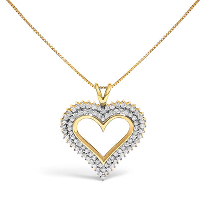 .925 Sterling Silver 1.00 Cttw Diamond Heart 18" Pendant Necklace (I-J Color, I2-I3 Clarity) by Bids.com