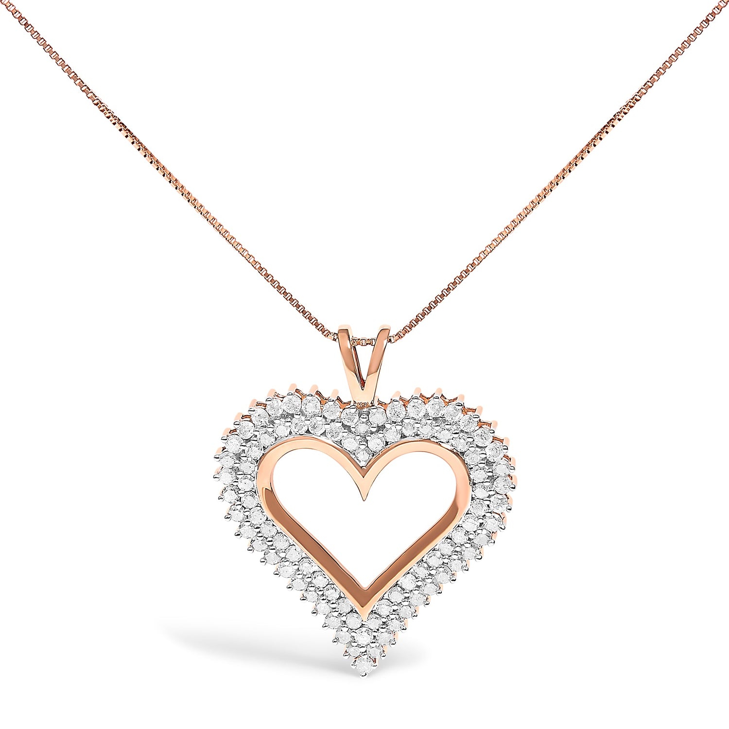 .925 Sterling Silver 1.00 Cttw Diamond Heart 18" Pendant Necklace (I-J Color, I2-I3 Clarity) by Bids.com