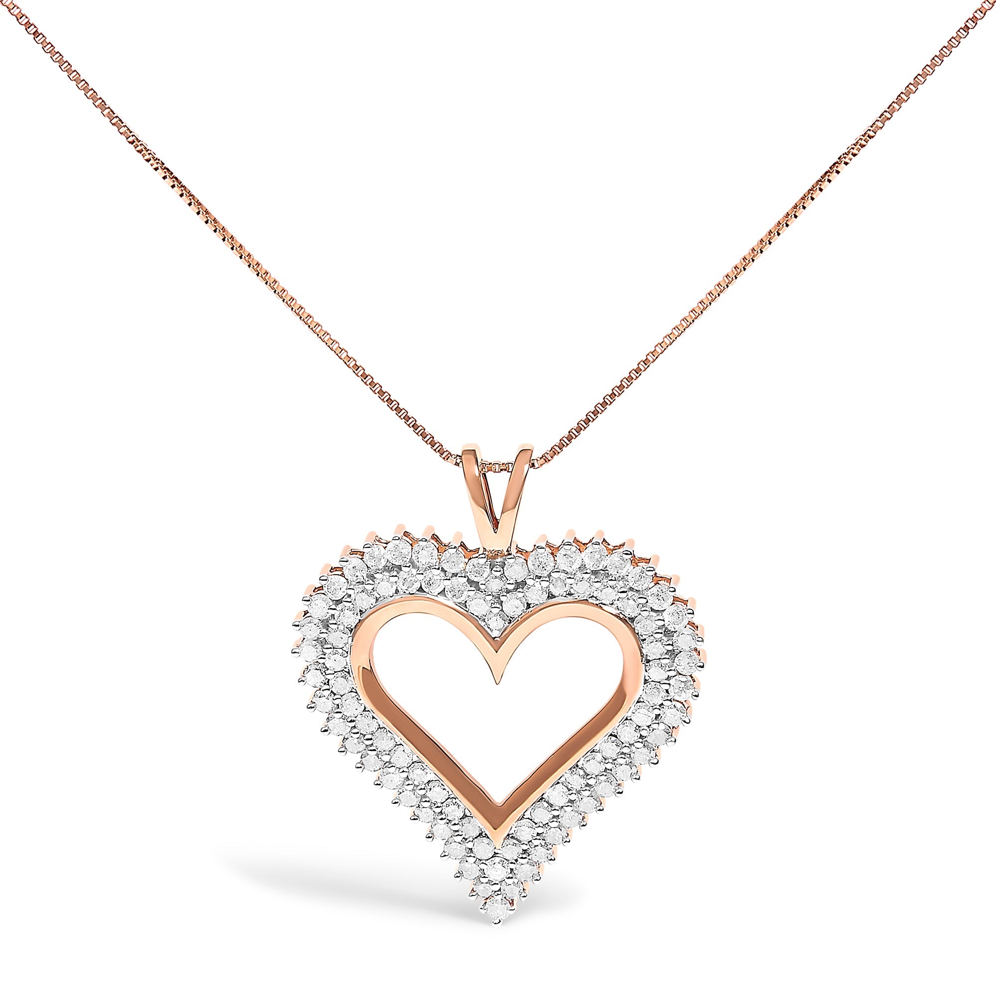 .925 Sterling Silver 1.00 Cttw Diamond Heart 18" Pendant Necklace (I-J Color, I2-I3 Clarity) by Bids.com