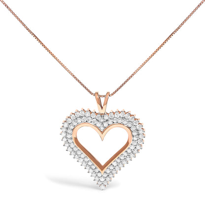 .925 Sterling Silver 1.00 Cttw Diamond Heart 18" Pendant Necklace (I-J Color, I2-I3 Clarity) by Bids.com