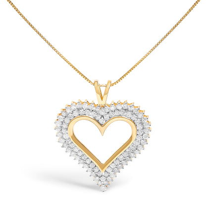 .925 Sterling Silver 1.00 Cttw Diamond Heart 18" Pendant Necklace (I-J Color, I2-I3 Clarity) by Bids.com