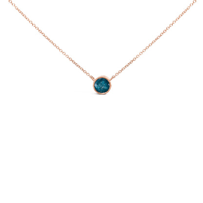 14K Rose Gold 2.0 Cttw Bezel Set Blue Diamond Solitaire Pendant Necklace - 18" Inches by Bids.com