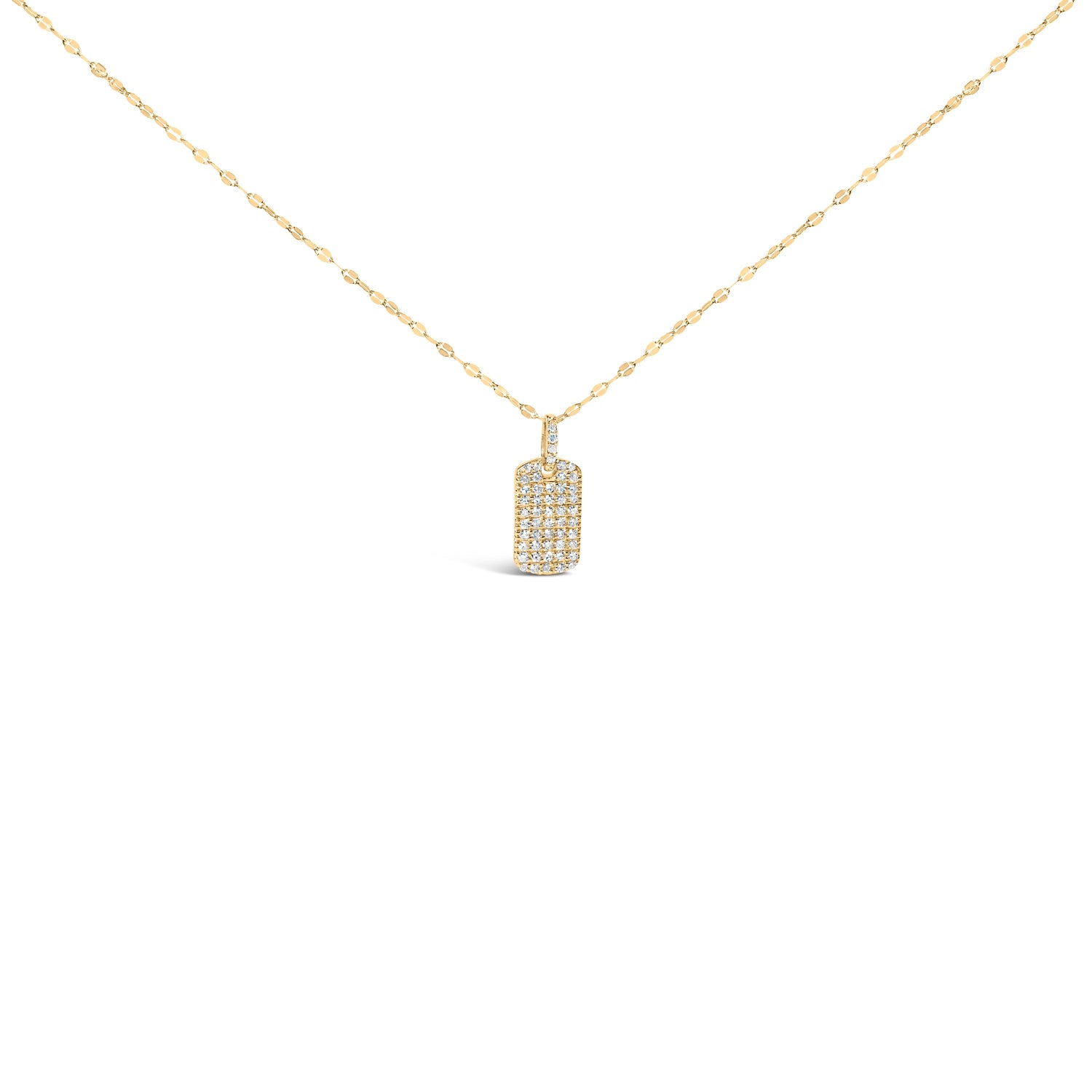 14K Yellow Gold 1/3 Cttw Diamond Dog Tag Pendant Necklaces 18"