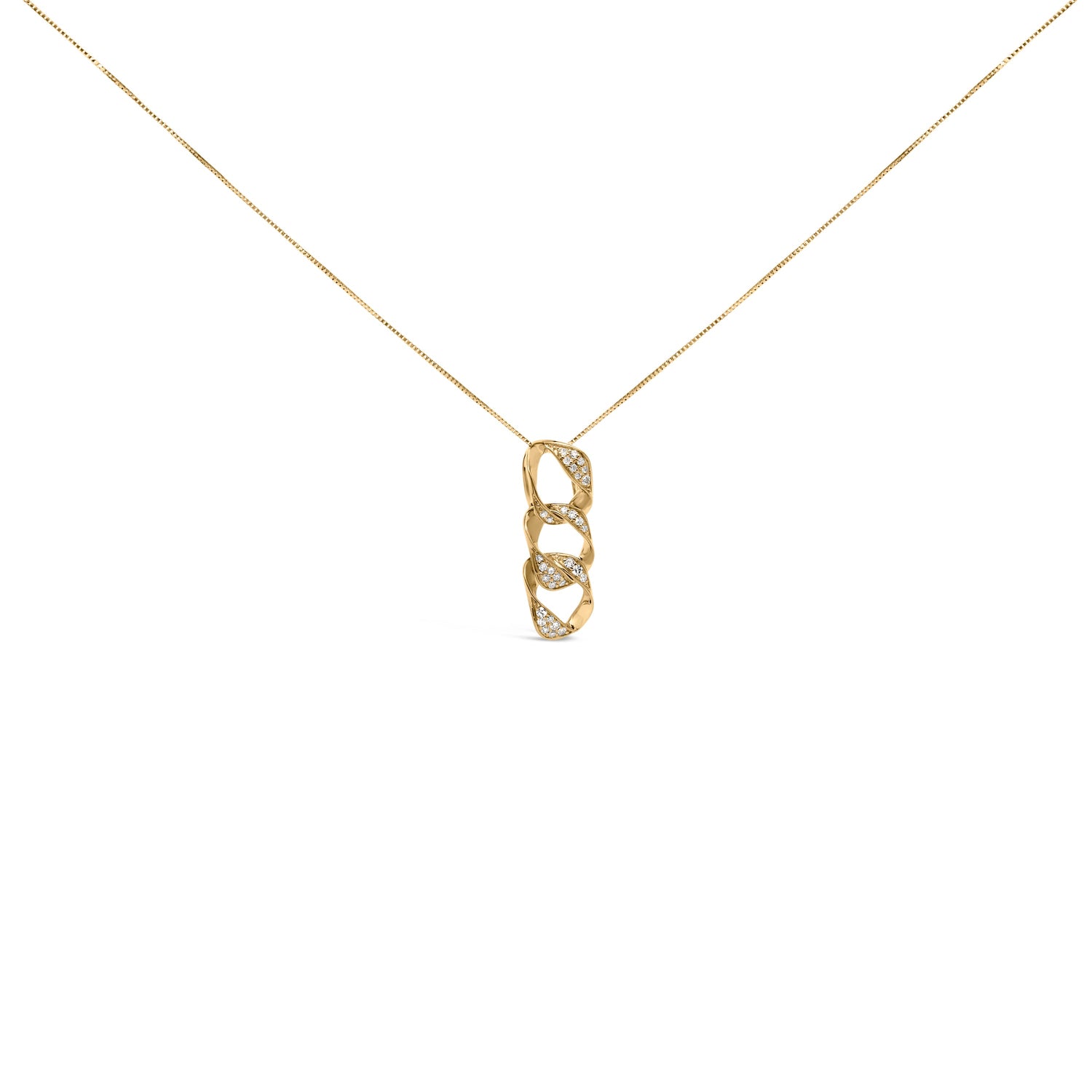 14K Yellow Gold Plated .925 Sterling Silver 1/6 Cttw Diamond Interlocking Triple Asymmetric Circle Hoop 18" Pendant Necklace (H-I Color, I1-I2 Clarity) by Bids.com