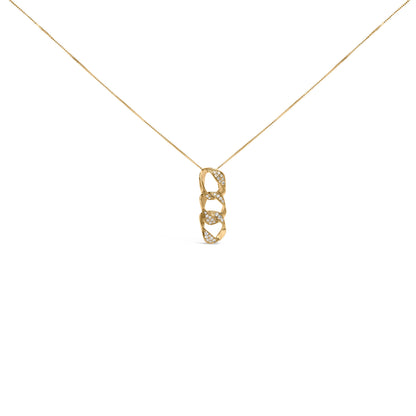 14K Yellow Gold Plated .925 Sterling Silver 1/6 Cttw Diamond Interlocking Triple Asymmetric Circle Hoop 18" Pendant Necklace (H-I Color, I1-I2 Clarity) by Bids.com