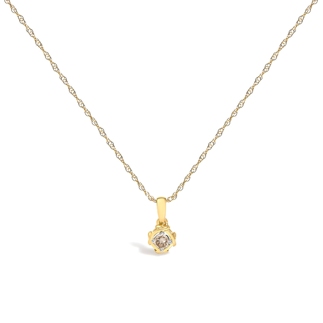 14K Yellow Gold Plated Sterling Silver 1/5 Cttw Diamond Swirl Pendant Necklace  DestGlow