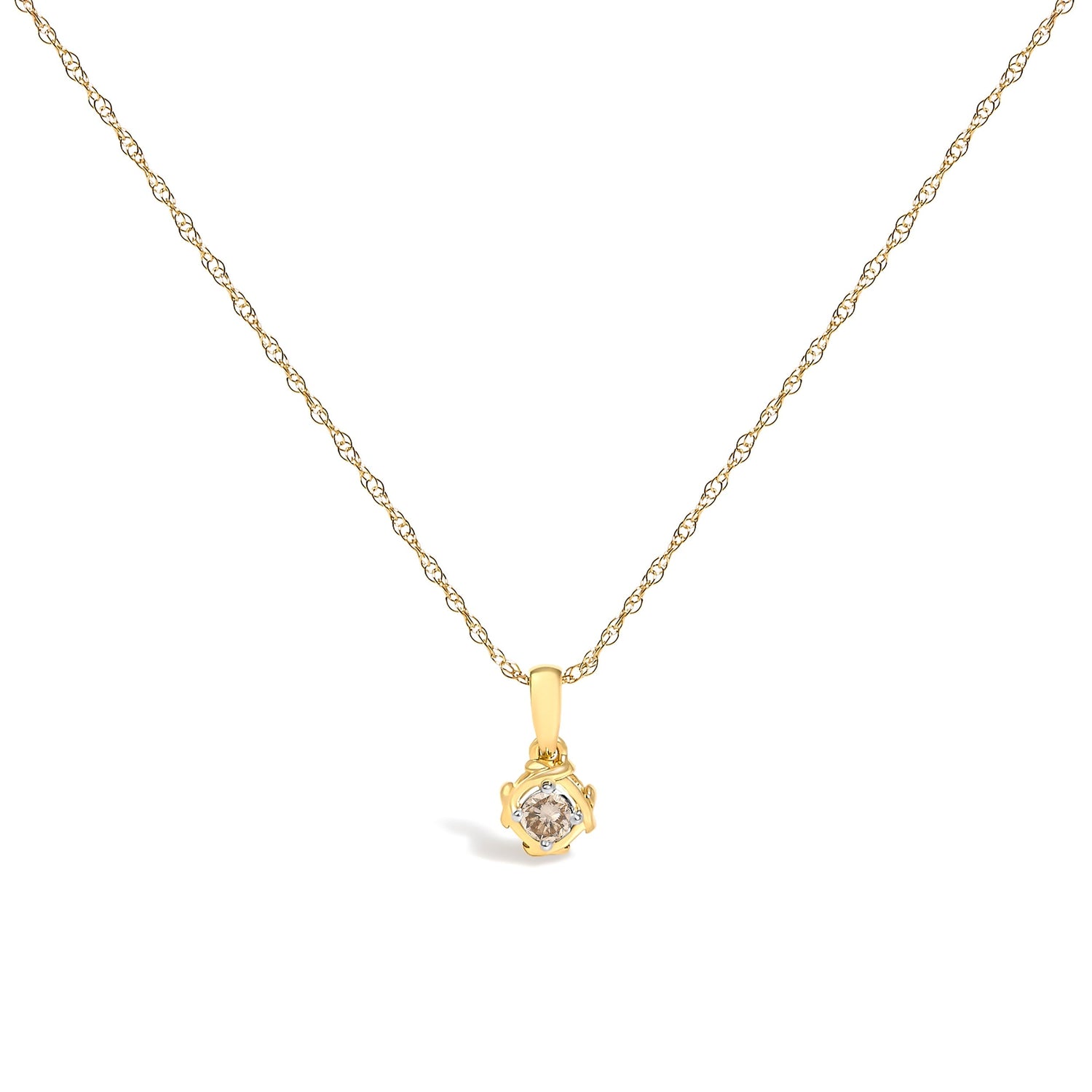 14K Yellow Gold Plated Sterling Silver 1/5 Cttw Diamond Swirl Pendant Necklace  DestGlow