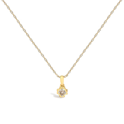 14K Yellow Gold Plated Sterling Silver 1/5 Cttw Diamond Swirl Pendant Necklace  DestGlow
