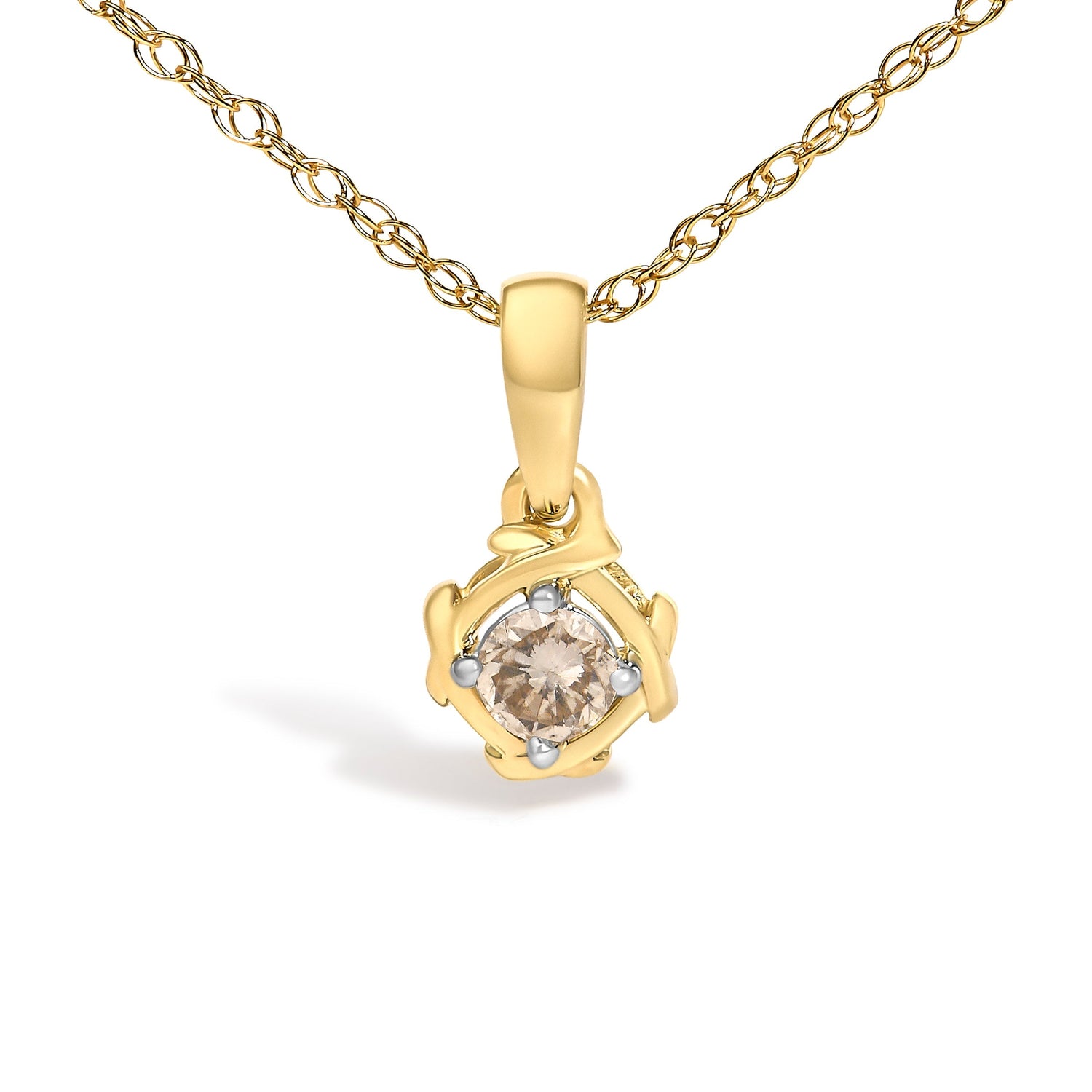 14K Yellow Gold Plated Sterling Silver 1/5 Cttw Diamond Swirl Pendant Necklace  DestGlow