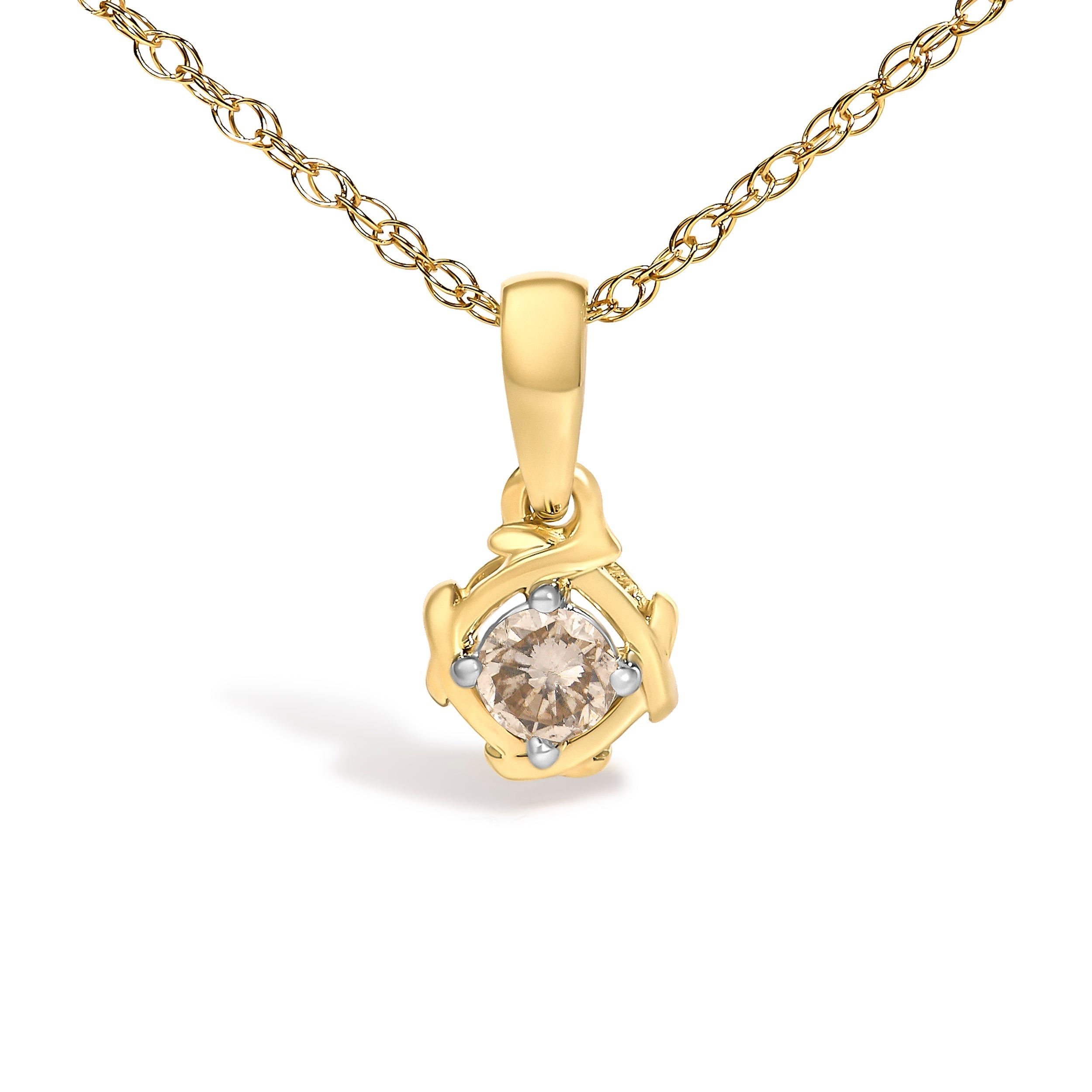 14K Yellow Gold Plated Sterling Silver 1/5 Cttw Diamond Swirl Pendant Necklace  DestGlow