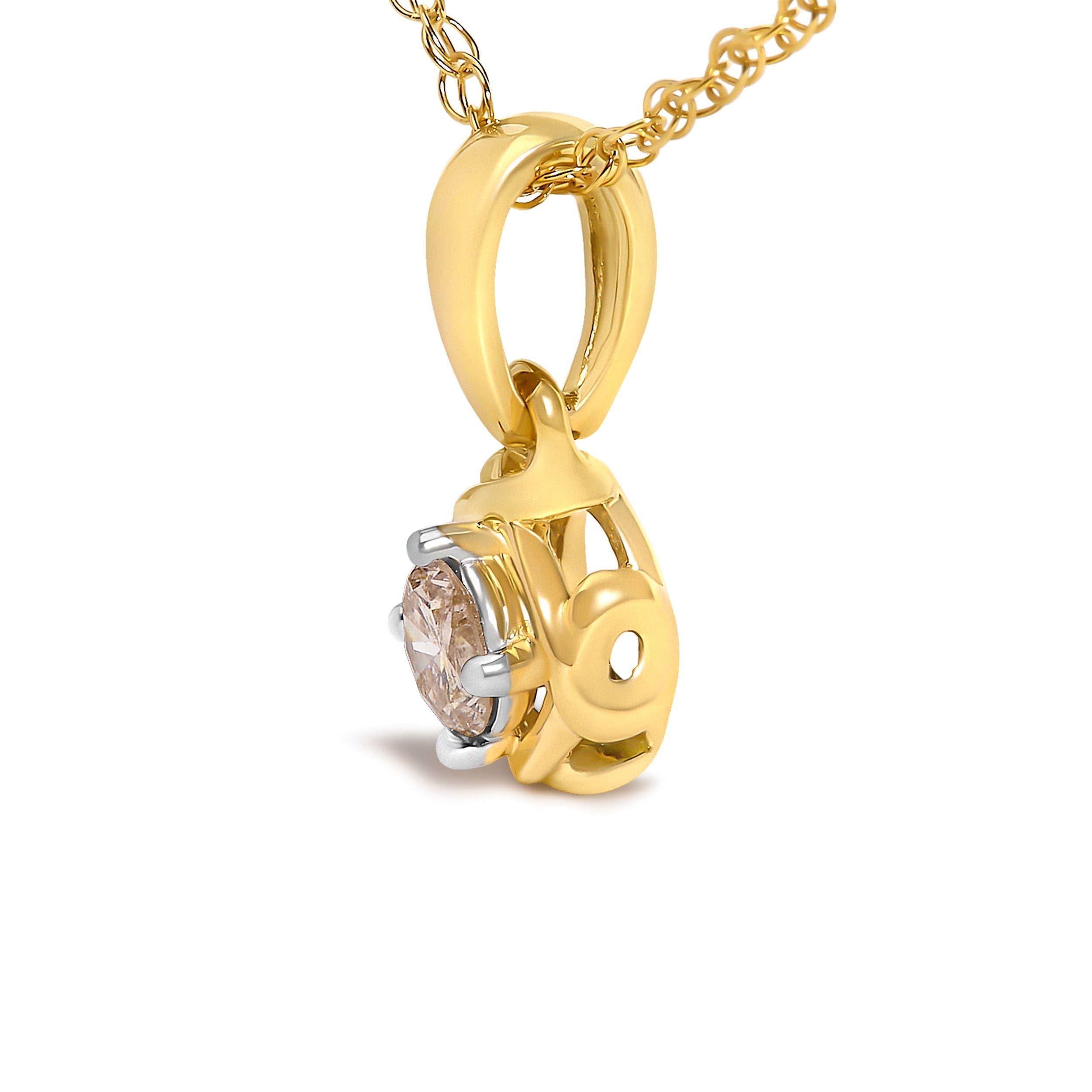 14K Yellow Gold Plated Sterling Silver 1/5 Cttw Diamond Swirl Pendant Necklace  DestGlow
