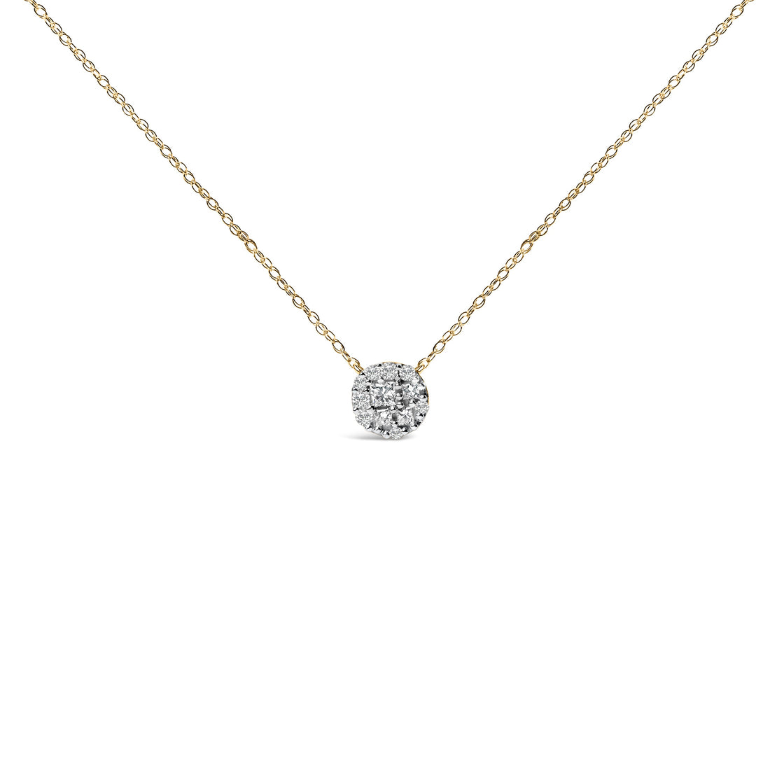 14K Yellow Gold Plated Sterling Silver 3/8 Cttw Diamond Cluster Pendant Necklace by Bids.com