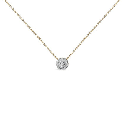 14K Yellow Gold Plated Sterling Silver 3/8 Cttw Diamond Cluster Pendant Necklace by Bids.com