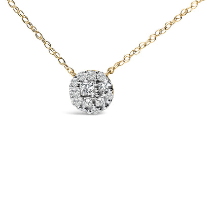14K Yellow Gold Plated Sterling Silver 3/8 Cttw Diamond Cluster Pendant Necklace by Bids.com