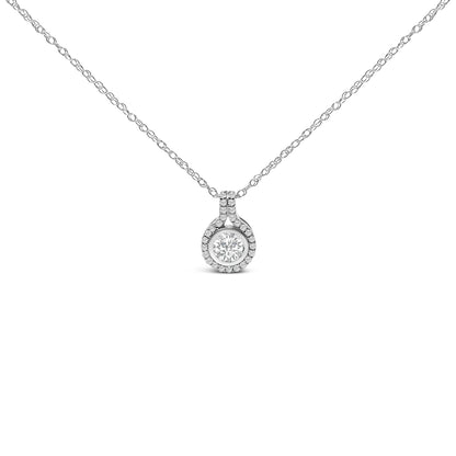 Sterling Silver 3/4 Cttw Lab Grown Diamond Halo Pendant Necklace by Bids.com
