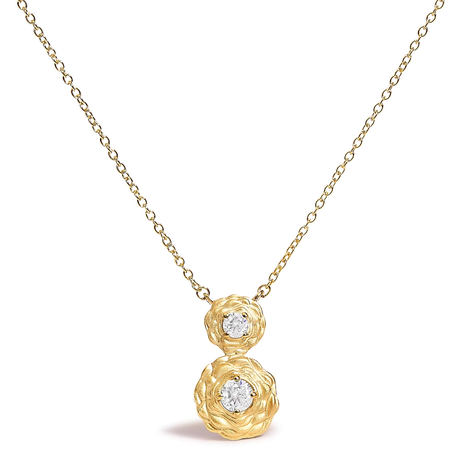 14K Yellow Gold Plated Sterling Silver 1/2 Cttw Lab Grown Diamond Rose Pendant Necklace by Bids.com
