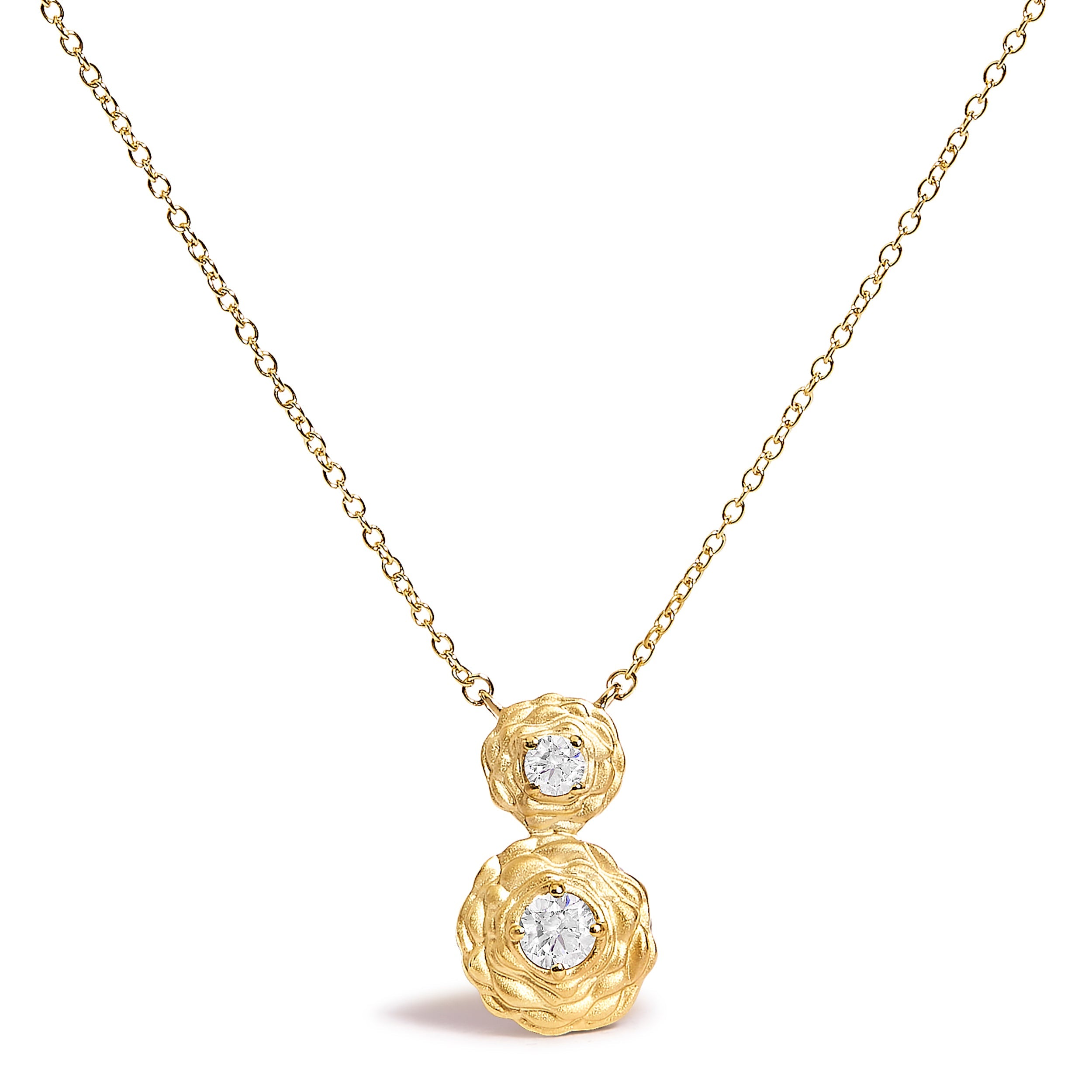 14K Yellow Gold Plated Sterling Silver 1/2 Cttw Lab Grown Diamond Rose Pendant Necklace by Bids.com