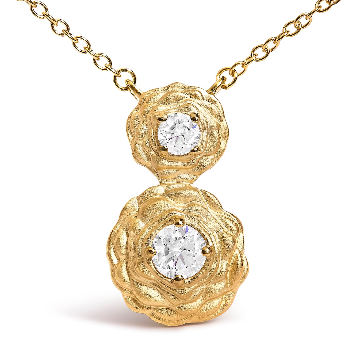 14K Yellow Gold Plated Sterling Silver 1/2 Cttw Lab Grown Diamond Rose Pendant Necklace by Bids.com