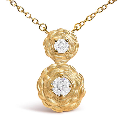 14K Yellow Gold Plated Sterling Silver 1/2 Cttw Lab Grown Diamond Rose Pendant Necklace by Bids.com