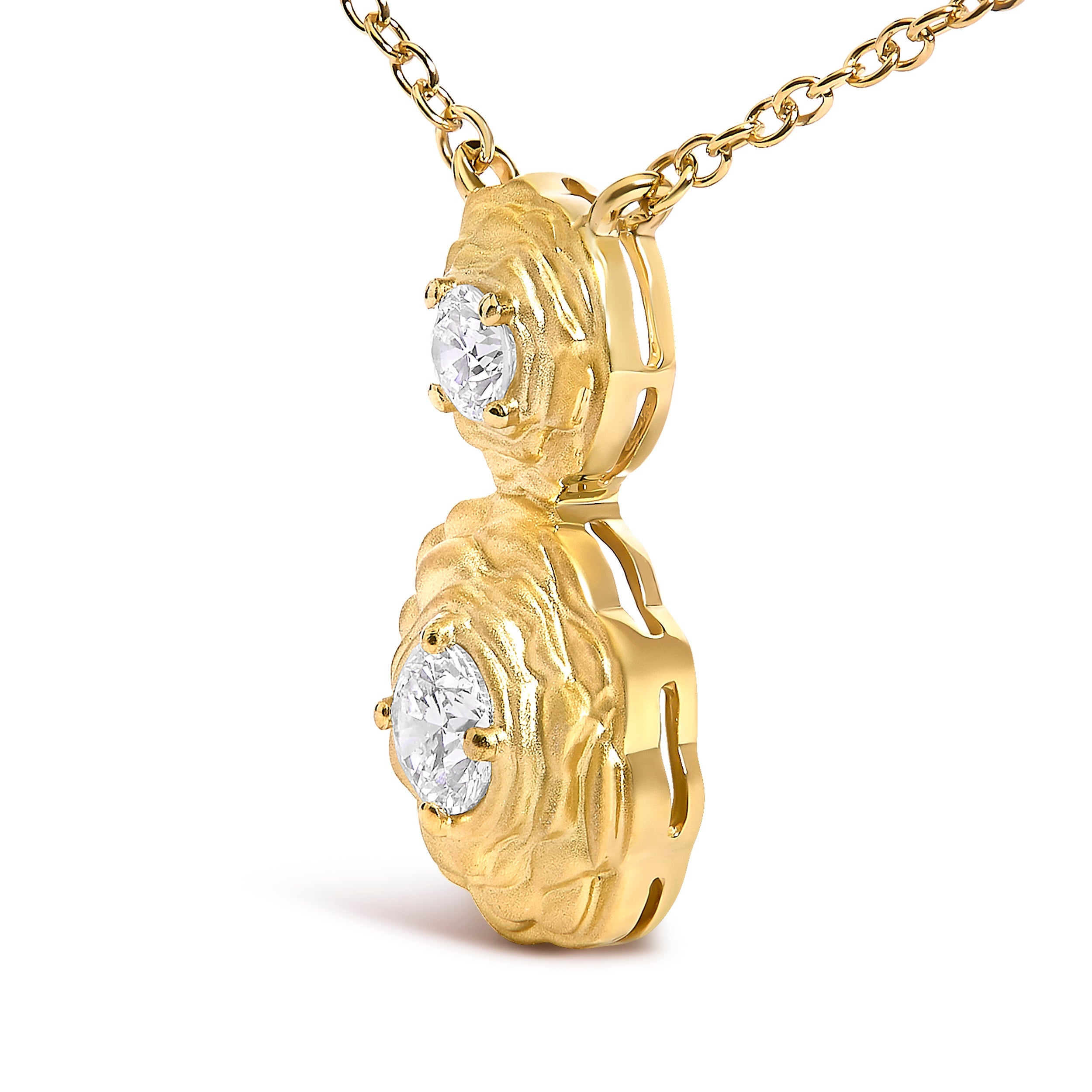 14K Yellow Gold Plated Sterling Silver 1/2 Cttw Lab Grown Diamond Rose Pendant Necklace by Bids.com